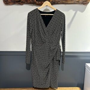 Black and White Faux Wrap Dress